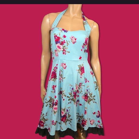 Dresses & Skirts - Y2K retro Betsey inspired cotton halter dress, size M